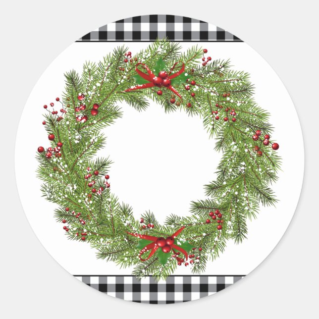 Pegatina Redonda Pegatinas de Holiday Wreath (Anverso)