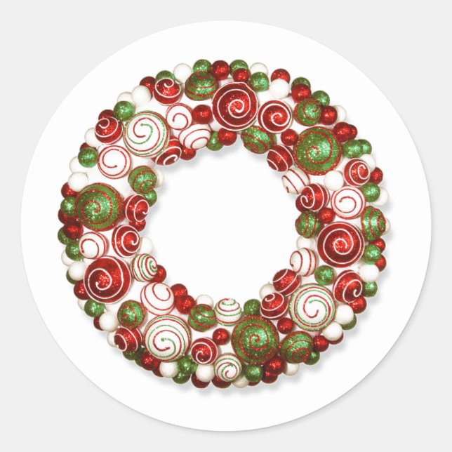 Pegatina Redonda Pegatinas de Holiday Wreath (Anverso)