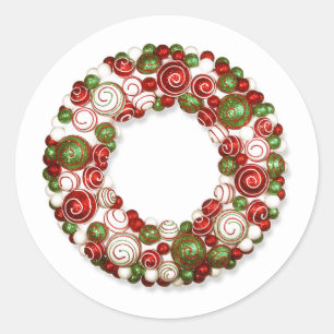 Pegatina Redonda Pegatinas de Holiday Wreath