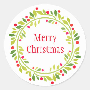 Pegatina Redonda Pegatinas de Holiday Wreath