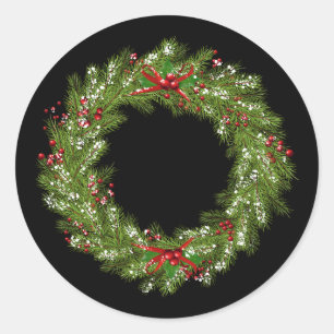 Pegatina Redonda Pegatinas de Holiday Wreath