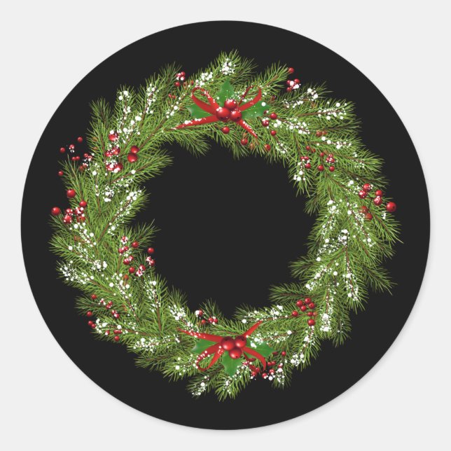 Pegatina Redonda Pegatinas de Holiday Wreath (Anverso)