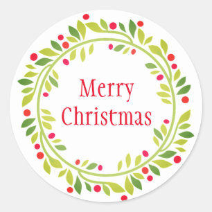 Pegatina Redonda Pegatinas de Holiday Wreath