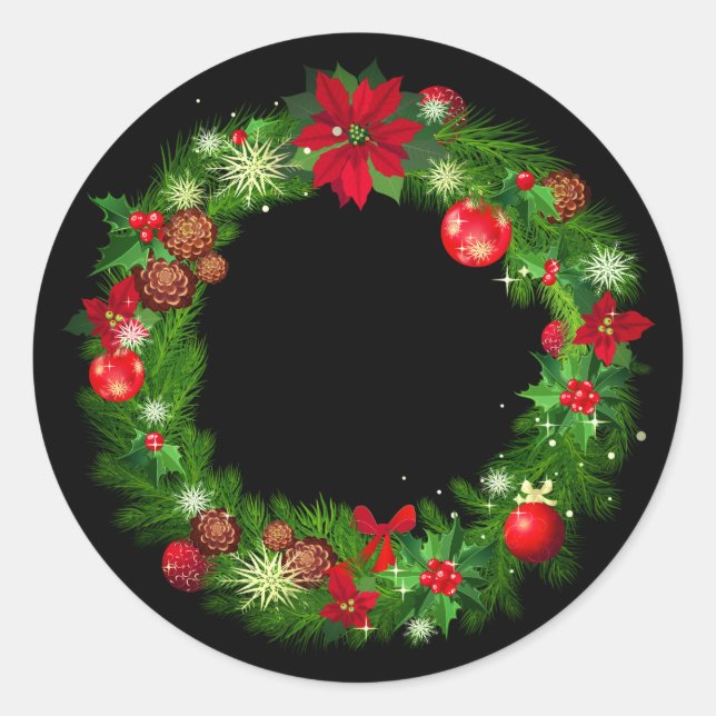 Pegatina Redonda Pegatinas de Holiday Wreath (Anverso)