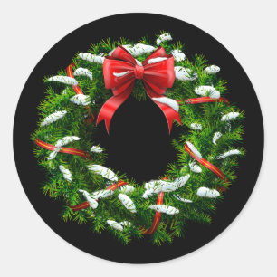 Pegatina Redonda Pegatinas de Holiday Wreath