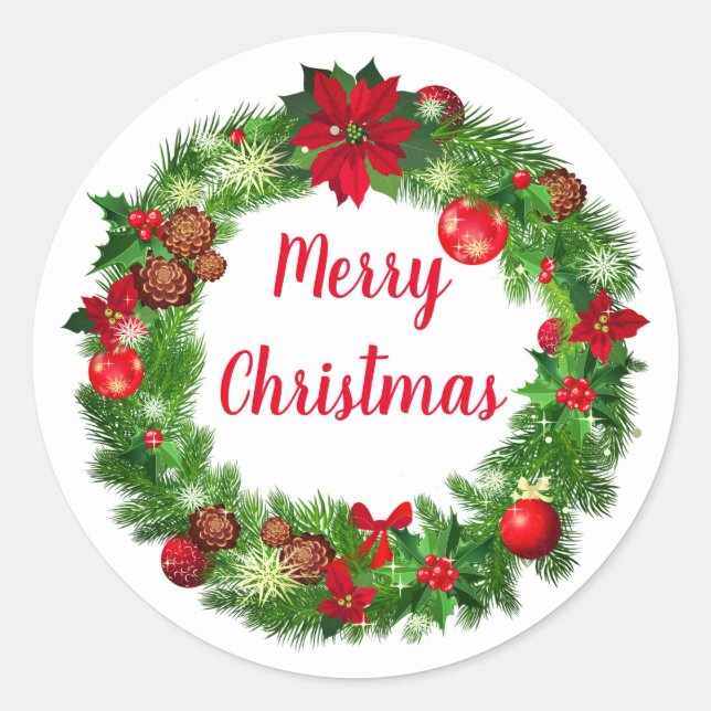 Pegatina Redonda Pegatinas de Holiday Wreath (Anverso)