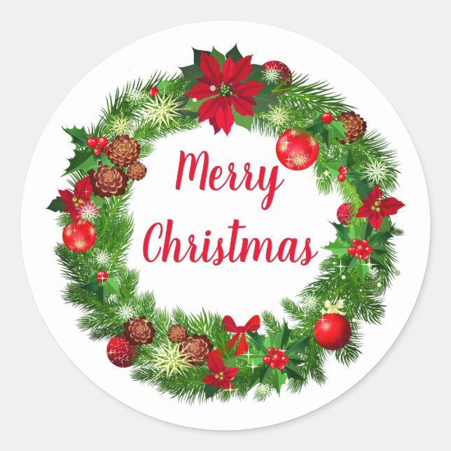 Pegatina Redonda Pegatinas de Holiday Wreath (Anverso)