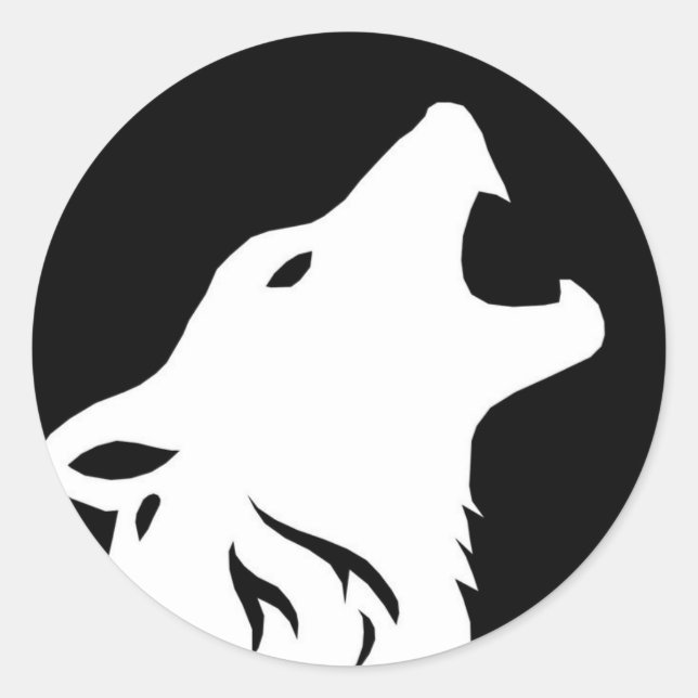 Pegatina Redonda Pegatinas de Howling Wolf (Anverso)