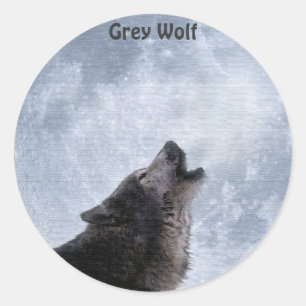 Pegatina Redonda Pegatinas de Howys GRAY WOLF & MOON