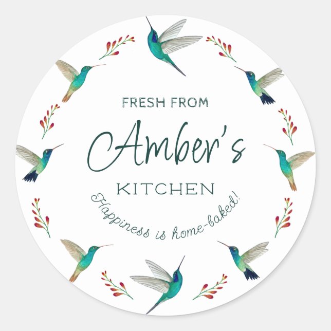 Pegatina Redonda Pegatinas de Hummingbird personalizado (Anverso)