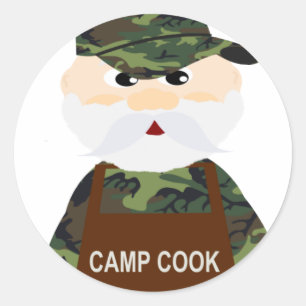 Pegatina Redonda Pegatinas de Hunter Mike en Camo Deer Camp Cook