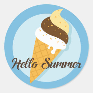 Pegatina Redonda Pegatinas de Ice Cream Hello