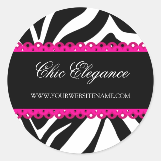 Pegatina Redonda Pegatinas de impresión de cebra y encaje rosado (Anverso)