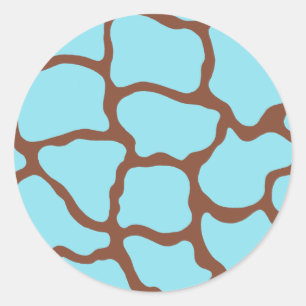 Pegatina Redonda Pegatinas de impresión de jirafa azul claro