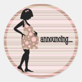 Pegatina Redonda Pegatinas de Invitación de bebé rosa