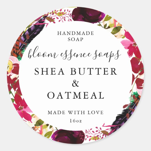 Pegatina Redonda Pegatinas de jabón personalizables (Anverso)