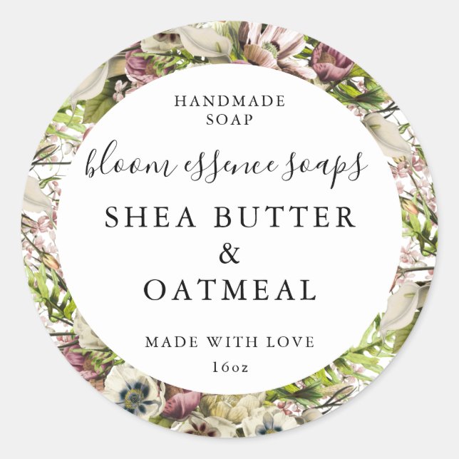 Pegatina Redonda Pegatinas de jabón personalizables (Anverso)