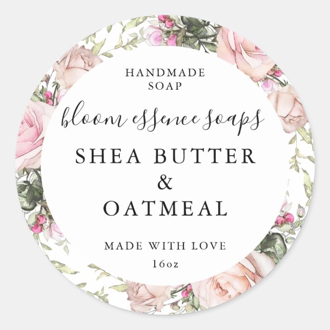 Pegatina Redonda Pegatinas de jabón personalizables (Anverso)