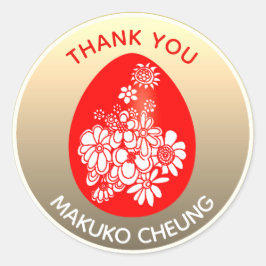 Pegatina Redonda Pegatinas de jengibre rojo oro personalizado