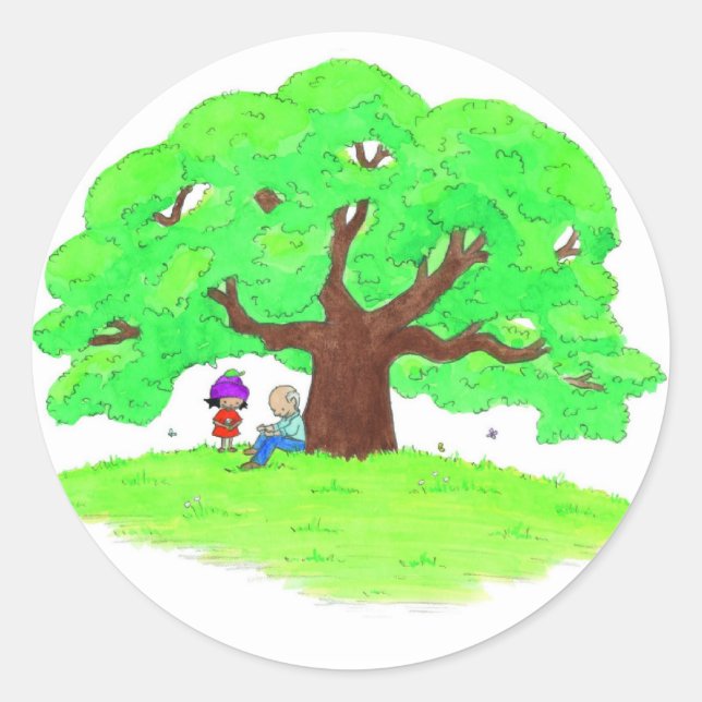 Pegatina Redonda Pegatinas de Joone y Abuelo (Anverso)