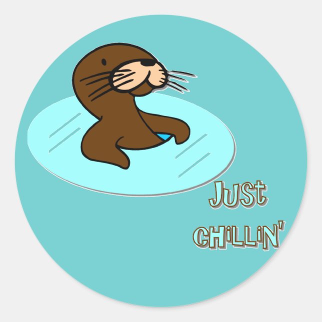 Pegatina Redonda Pegatinas de Just Chillin Otter (Anverso)