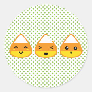 Pegatina Redonda Pegatinas de Kawaii Candy Corn