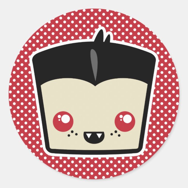 Pegatina Redonda Pegatinas de Kawaii Dracula (Anverso)