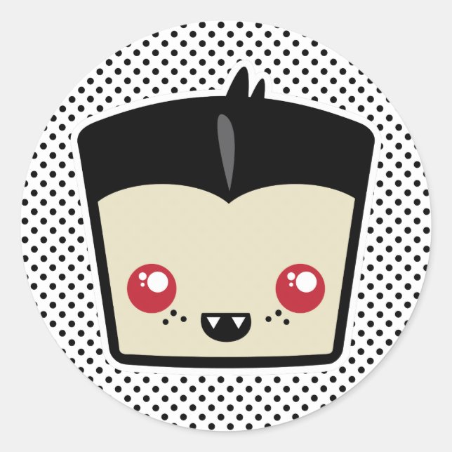 Pegatina Redonda Pegatinas de Kawaii Dracula (Anverso)