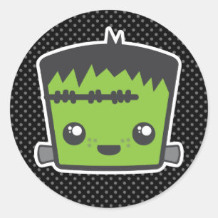 Pegatina Redonda Pegatinas de Kawaii Frankenstein