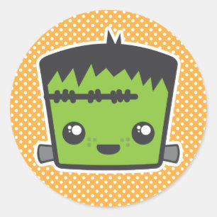 Pegatina Redonda Pegatinas de Kawaii Frankenstein