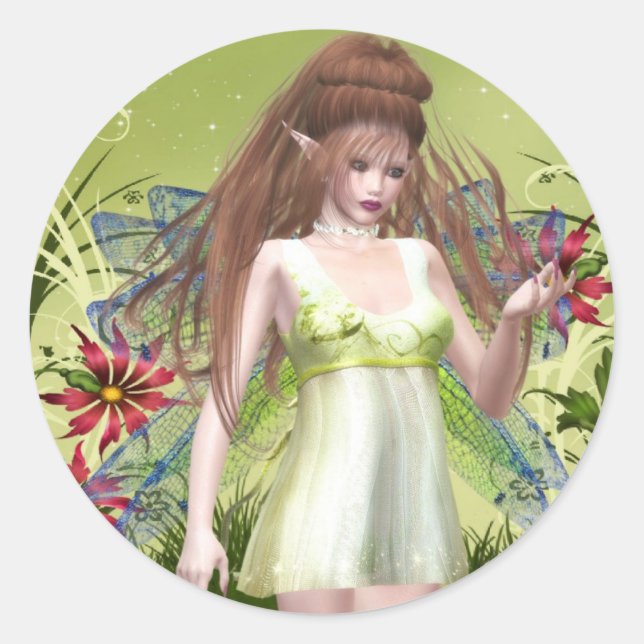 Pegatina Redonda Pegatinas de Keva Fairy (Anverso)