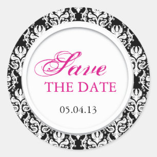 Pegatina Redonda Pegatinas de la boda blanca y negra