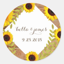 Pegatinas de la boda del girasol rústico