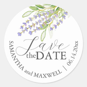 Pegatina Redonda Pegatinas de la boda personalizada Lavender
