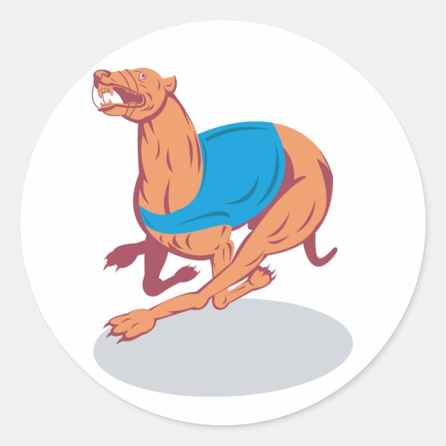 Pegatina Redonda Pegatinas de la Carreras Greyhound (Anverso)