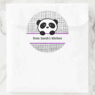 Pegatina Redonda Pegatinas de la cocina morada en pandas negras
