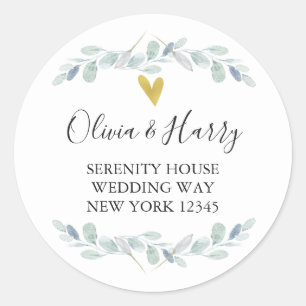 Pegatina Redonda Pegatinas de la dirección de retorno de Eucalipto 
