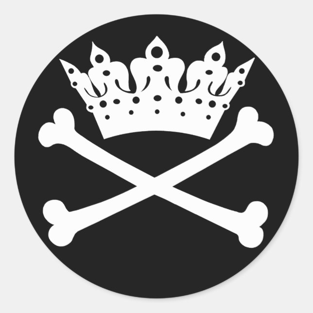 Pegatina Redonda pegatinas de la Diva "Tiara con huesos cruzados" (Anverso)