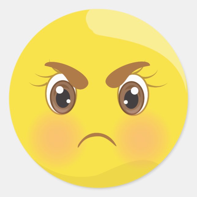 Pegatina Redonda Pegatinas de la Emoji loca y furiosa (Anverso)