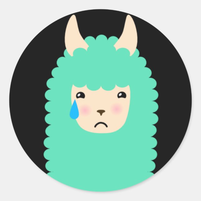 Pegatina Redonda Pegatinas de la Emoji Sad Llama (Anverso)