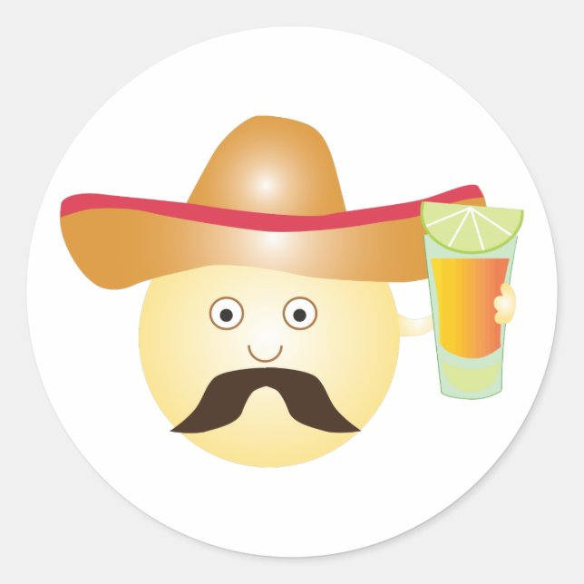 Pegatina Redonda Pegatinas de la Emoji Tequila (Anverso)