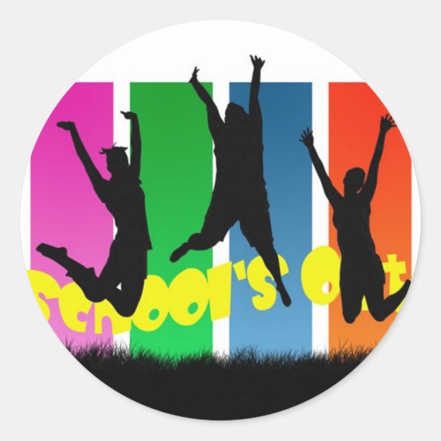 Pegatina Redonda Pegatinas de la escuela fuera (Anverso)