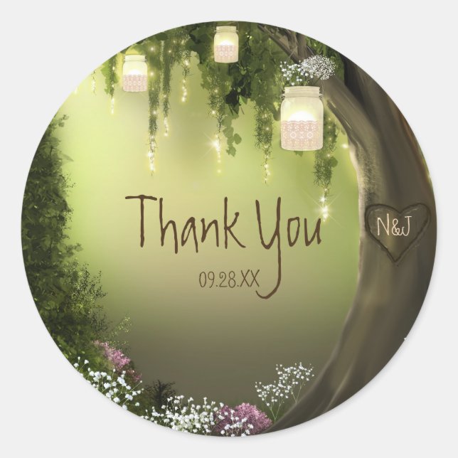 Pegatina Redonda Pegatinas de la Favor de los Jardínes Forestales E (Anverso)