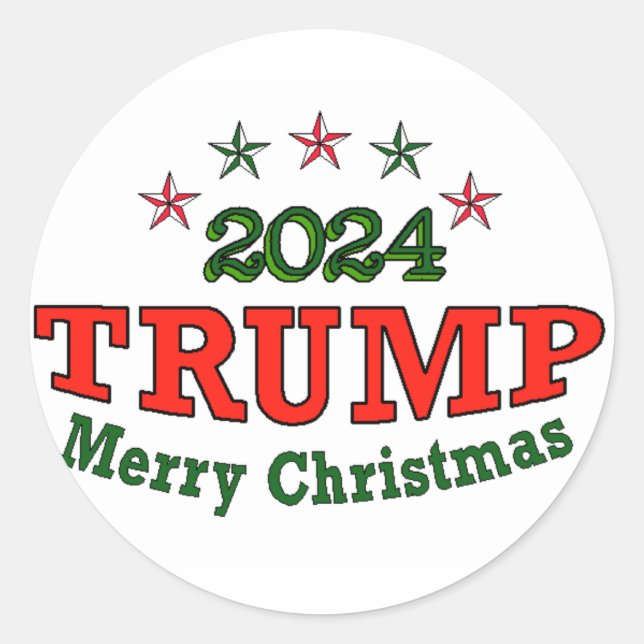 Pegatina Redonda Pegatinas de la Feliz Navidad de Trump 2024 (Anverso)