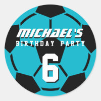 Pegatinas de la fiesta de cumpleaños Blue Soccer B