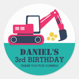 Pegatina Redonda Pegatinas de la fiesta de cumpleaños de los niños