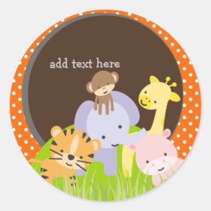 Pegatina Redonda Pegatinas de la jungla de PixDezines/color de fond