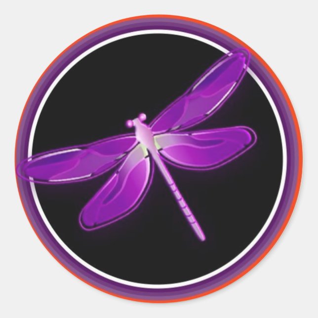 Pegatina Redonda pegatinas de la libélula (Anverso)