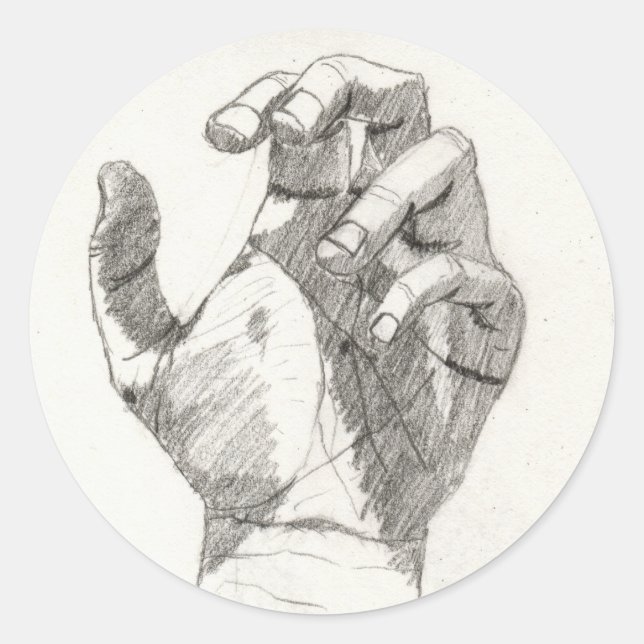 Pegatina Redonda Pegatinas de la mano izquierda (detalle) (Anverso)