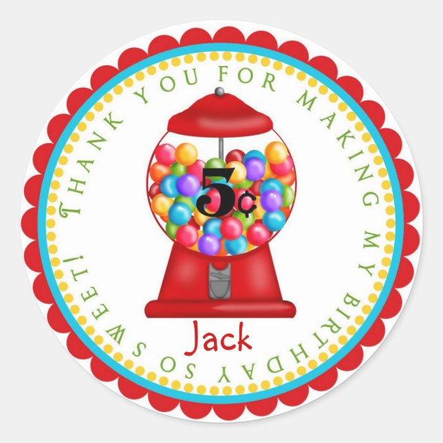 Pegatina Redonda Pegatinas de la máquina de Gumball (Anverso)